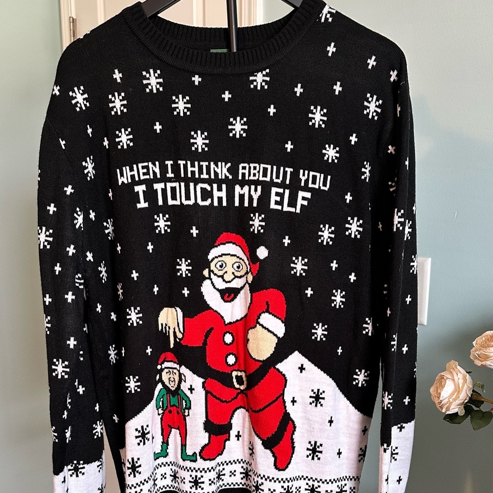 Playful Black and White Santa Sweater